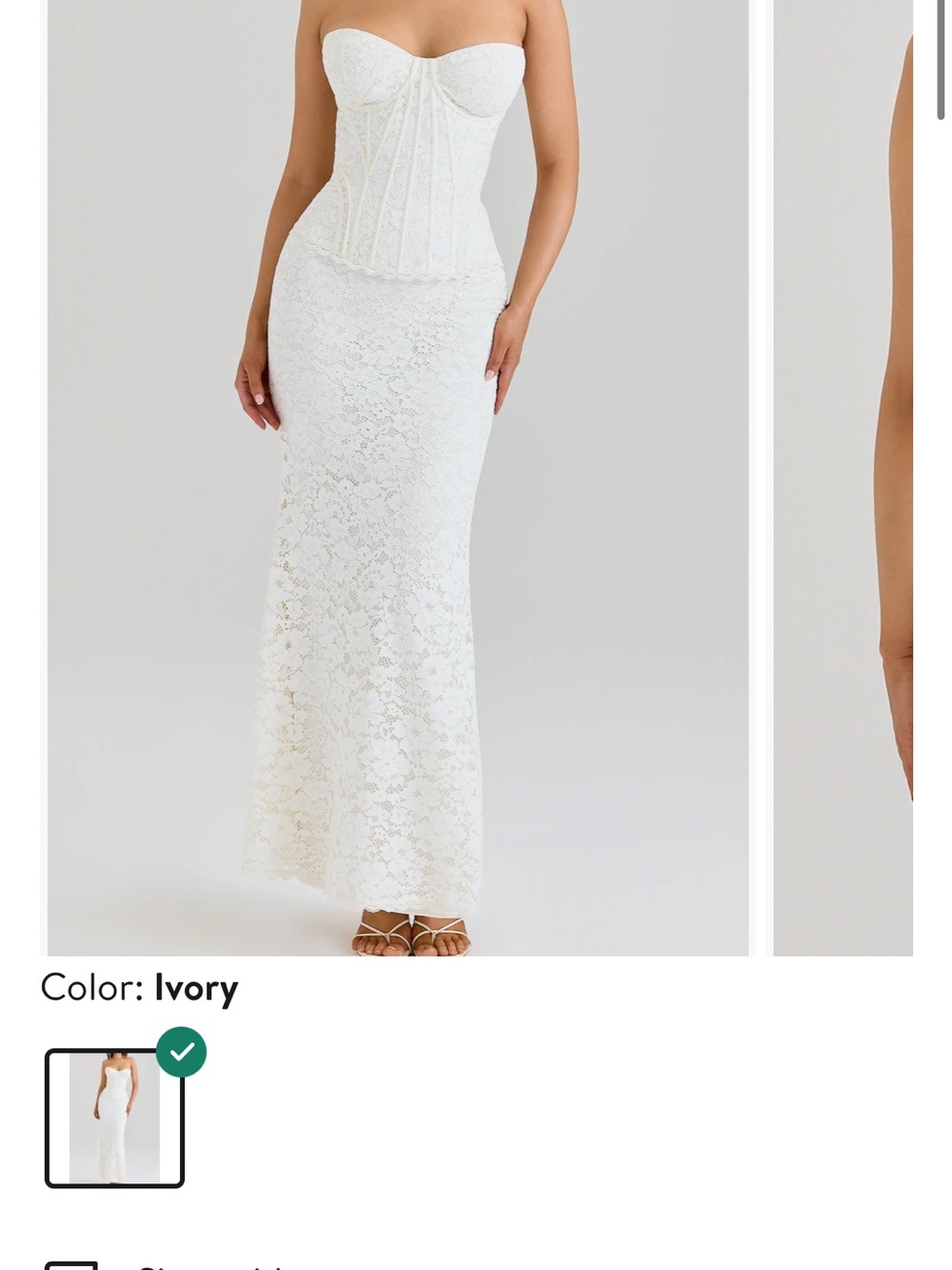 House of CB Ivory Strapless Lace Maxi Dress